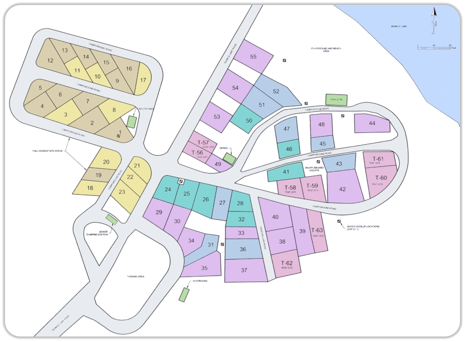 Runkle Lake Campground Camp site map