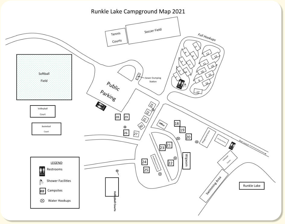 Runkle Lake Campground Camp site map