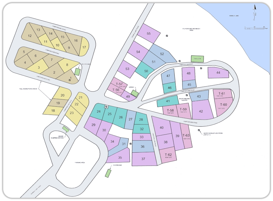 Runkle Lake Campground Camp site map